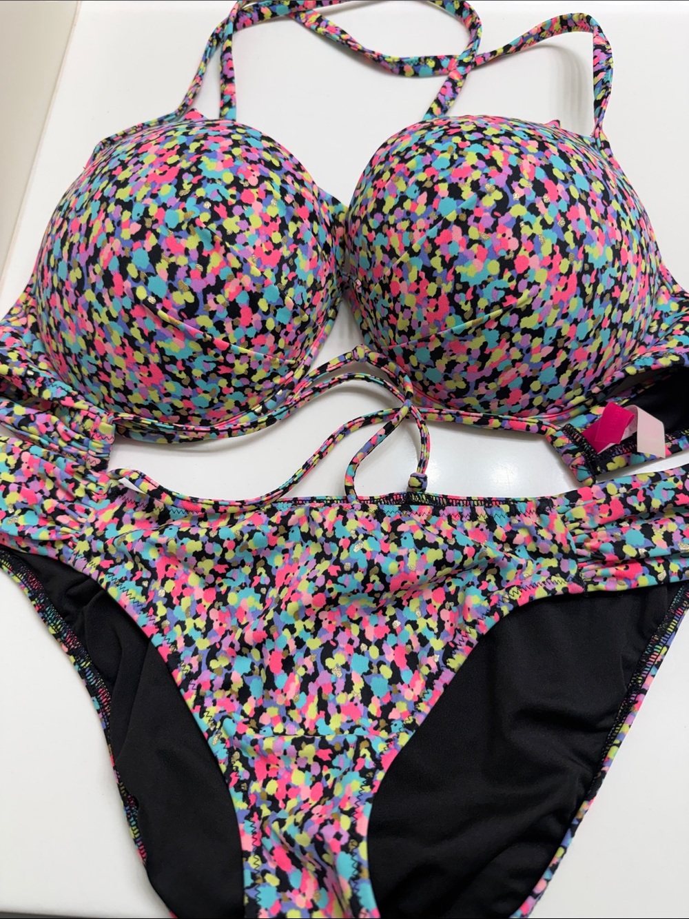 Victoria's Secret Push-up Multicolor 36DD Bikini Set with Medium Bottom